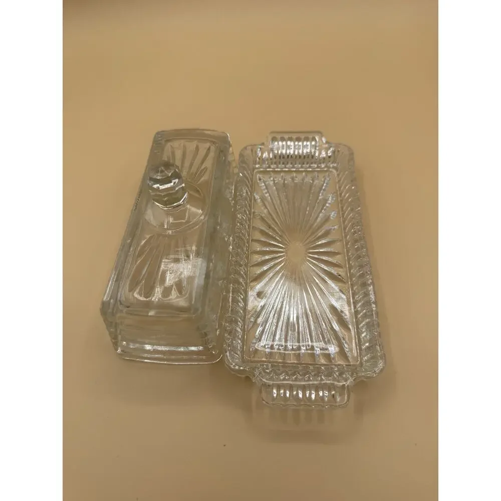 VTG Windsor Federal Cut Glass Covered Butter Dish EXCELLENT